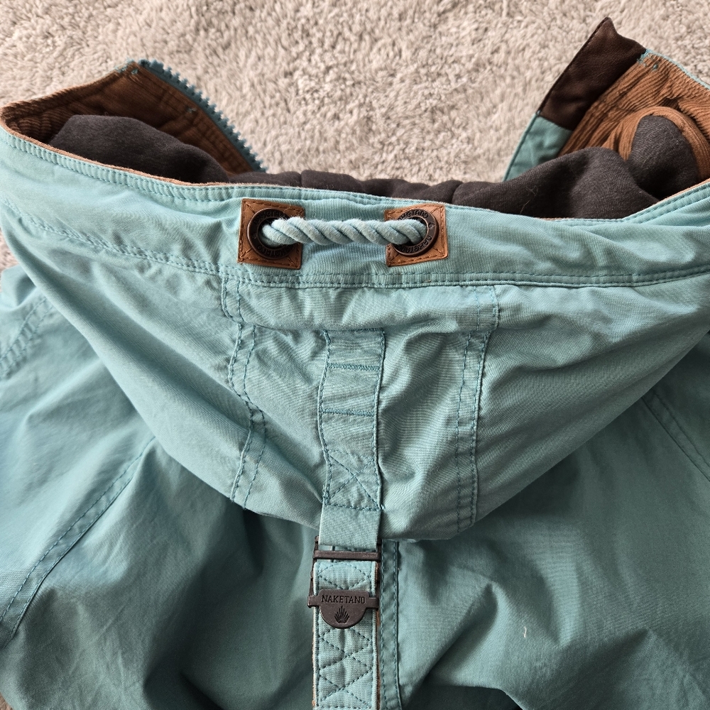 Naketano Benflicker Womens M Blue Teal Anorak Hooded Pullover Jacket Half Zip - Picture 4 of 16